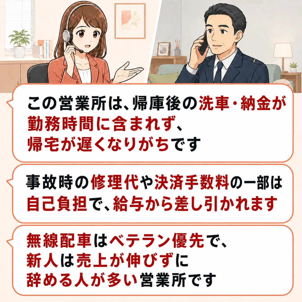 転職エージェントがタクシー会社の詳しい内部事情を伝える図解